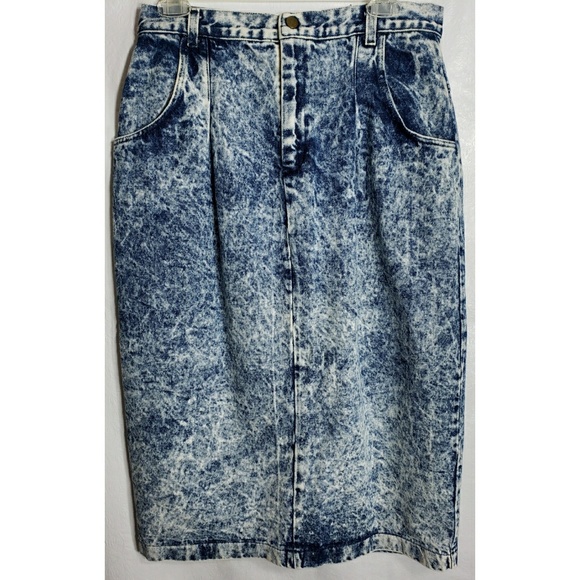 Vintage 14-15 Denim Jean Pencil Skirt Pinup Rock - Picture 4 of 8